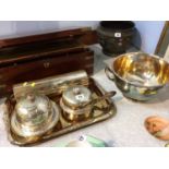 Assorted silver plate including a muffin dish