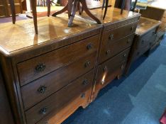 Pair of oak chest of drawers and an oak dressing table