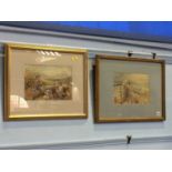 Pair of Continental watercolour landscapes, indistinct signature lower right, dated 1876