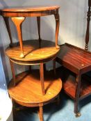 Three mahogany occasional tables and a tea trolley