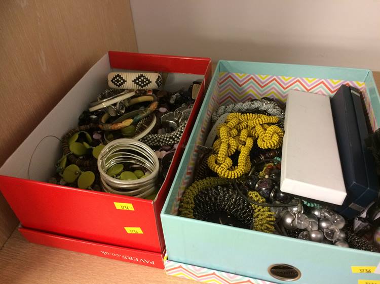 Two boxes of costume jewellery