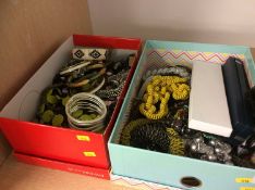 Two boxes of costume jewellery