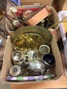Two boxes of various metal wares
