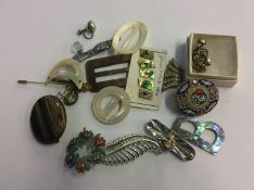 Assorted jewellery, mother of pearl buckles etc.