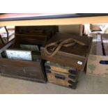 Various wooden boxes, pictures etc.