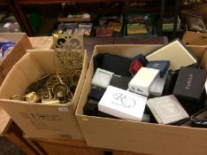 A quantity of brass and various jewellery boxes