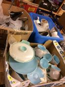 A large quantity of Poole china and two light fittings