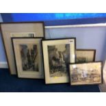 Collection of five etchings, various