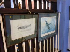 Two signed Limited Edition prints of Spitfires