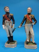 Two Dresden military figures, blue printed marks, numbered 108332 and 108712