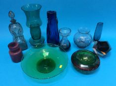 A selection of Whitefriars and other coloured glassware (10)