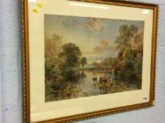 Watercolour landscape in gilt frame