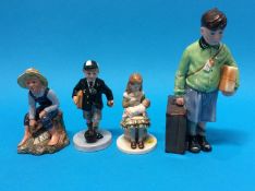 Four various Royal Doulton figures 'Boy Evacuee', 'Tom Sawyer' etc.