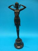 A modern Art Nouveau style bronze figure of a dancer, 50cm high