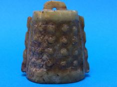 A small Chinese hardstone carved bell, 6cm high