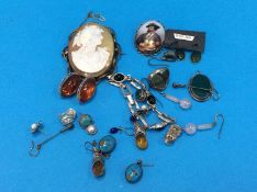 Bag of assorted jewellery, cameo brooch etc.