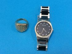 A Ladies 'Bering' wristwatch and a 9ct cygnet ring (10.7grams)