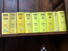 Nine volumes of 'Wisden's Cricketers Almanack'