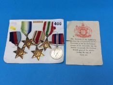 Group of World War II medals including Atlantic, Italy and Africa Stars