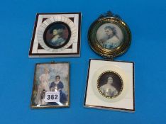 A collection of four miniature portraits