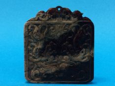 A finely carved Jade Chinese pendant, 5cm wide