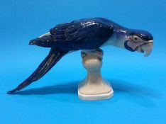 A Royal Dux porcelain model of a Macaw, printed mark and numbered 319, 38cm wide, 19cm high