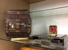 Japanese lacquered jewellery box, cigar cutter etc.