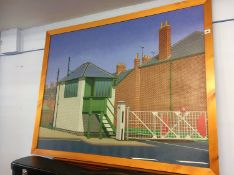 Ken Watts (1932 - 2014), Oil on canvas, signed, dated **93, 'Level Crossing', 95cm x 122cm