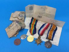 Pair of World War I medals to Pte G. Smith 16-461 Northumberland Fusiliers, with dog tags,