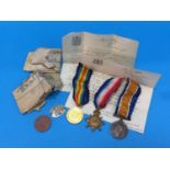 Pair of World War I medals to Pte G. Smith 16-461 Northumberland Fusiliers, with dog tags,