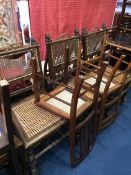 Three oak cane work chairs