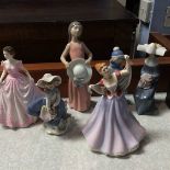 Six various Royal Doulton and Lladro figures
