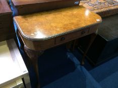 A walnut single drawer side table, 78 cm wide