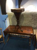 A Victorian octagonal work table and a reproduction mahogany coffee table