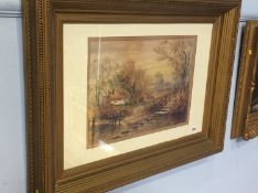 J. E. Watts, watercolour, signed, 'The Barn', 34cm x 47cm