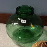 A green glass bowl