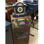 A slate mantel clock and a Deco radio