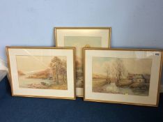 Three watercolours by Davis, Scottish Landscape