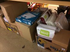 Quantity of boxed items, including lamps, bedding etc.