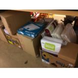 Quantity of boxed items, including lamps, bedding etc.