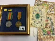 Pair of World War I medals to Pte H. Burden, Northumberland Fusiliers, together with three