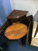 An Indian brass folding table, small corner cabinet etc.