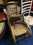 A Bentwood canework rocking chair and a Child's chair