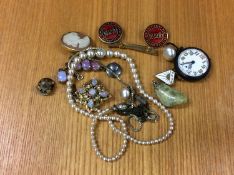 Silver wristwatch, cameo etc.