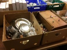 Two boxes including silver plate etc.