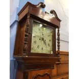 A 19th Century longcase clock with oak case, by E. Lowe, painted dial and two subsidiary dials