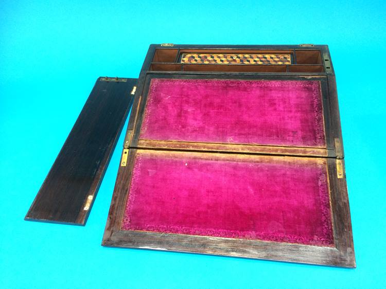 A Tunbridge ware marquetry and micro musical writing slope and glove case - Image 4 of 19