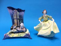 A Coalport figure 'Julia' and a Silvija buss vase and stand