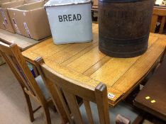 Oak draw leaf table and four barley twist chairs