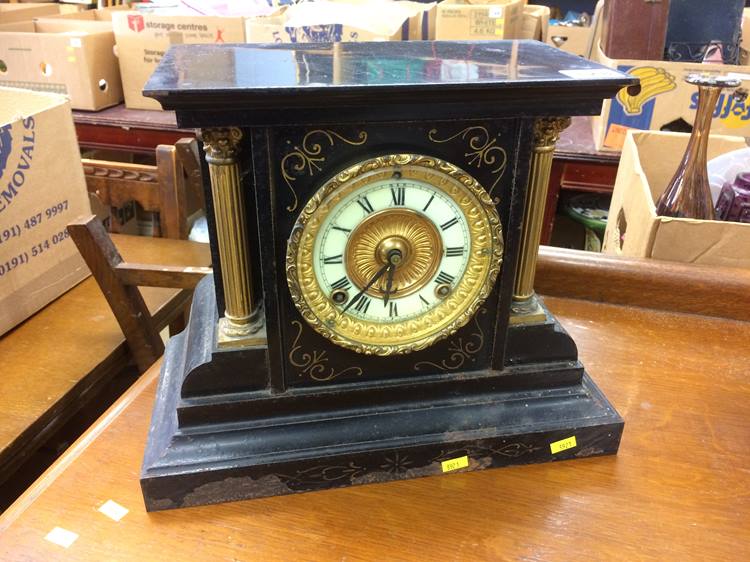 A slate mantle clock